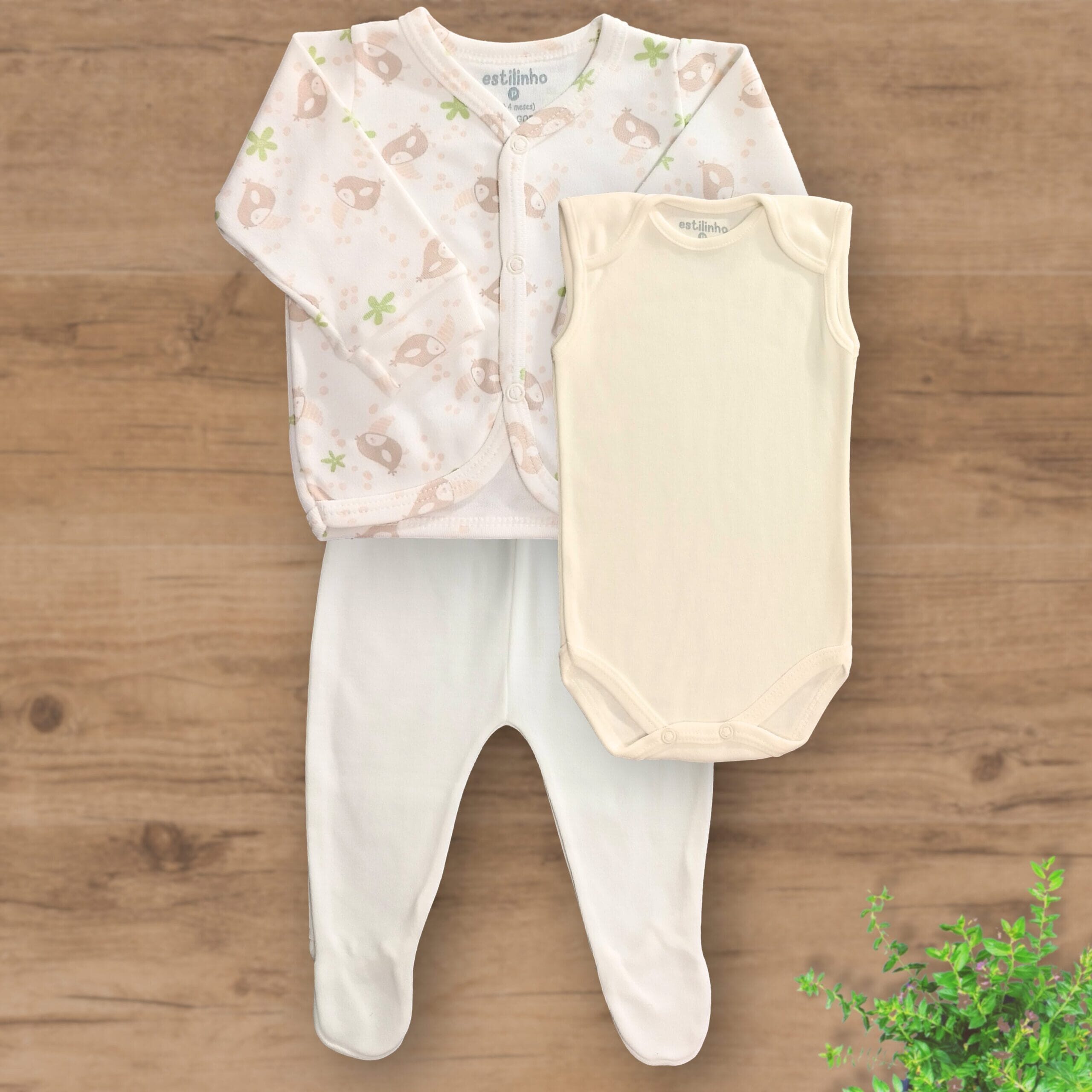 Conjunto Pagão Três Peças com Pezinhos Fechados Estampado - Imagem 3